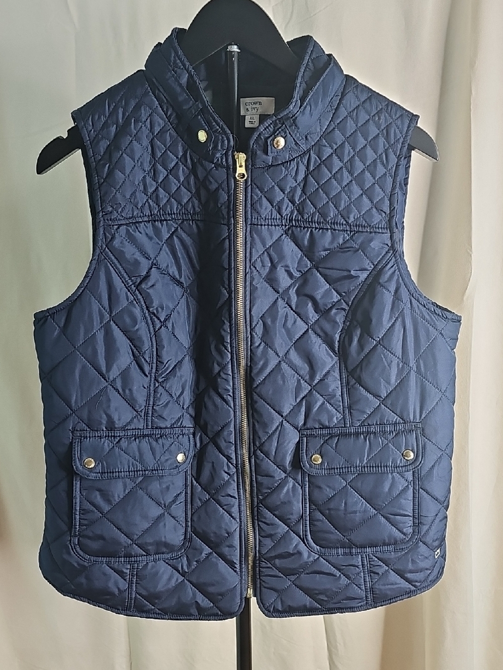 Crown & Ivy Navy Jacket with Green and Red Plaid Lining